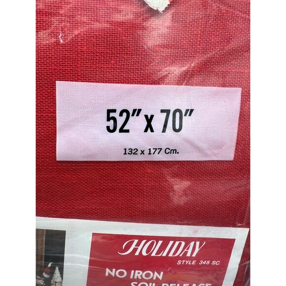 Red No Iron Tablecloth 100% Cotton 52 X 70 Soil Release Machine Wash - Picture 3 of 9